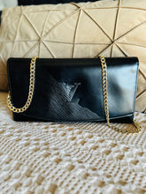Load image into Gallery viewer, Black epi opera clutch with chain