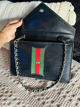 Load image into Gallery viewer, Black Gucci envelope clutch with chain