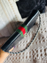 Load image into Gallery viewer, Black Gucci envelope clutch with chain

