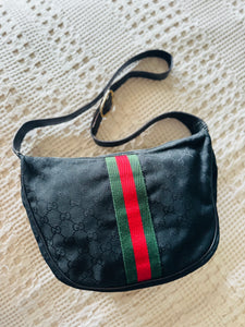 Black GG web shoulder bag