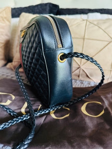 Black trapuntata quilted camera bag