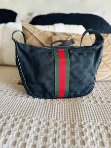 Black GG web shoulder bag