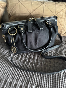 Black Gucci two way bag with strap
