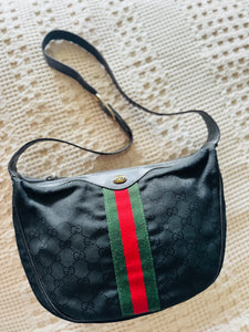 Black GG web shoulder bag